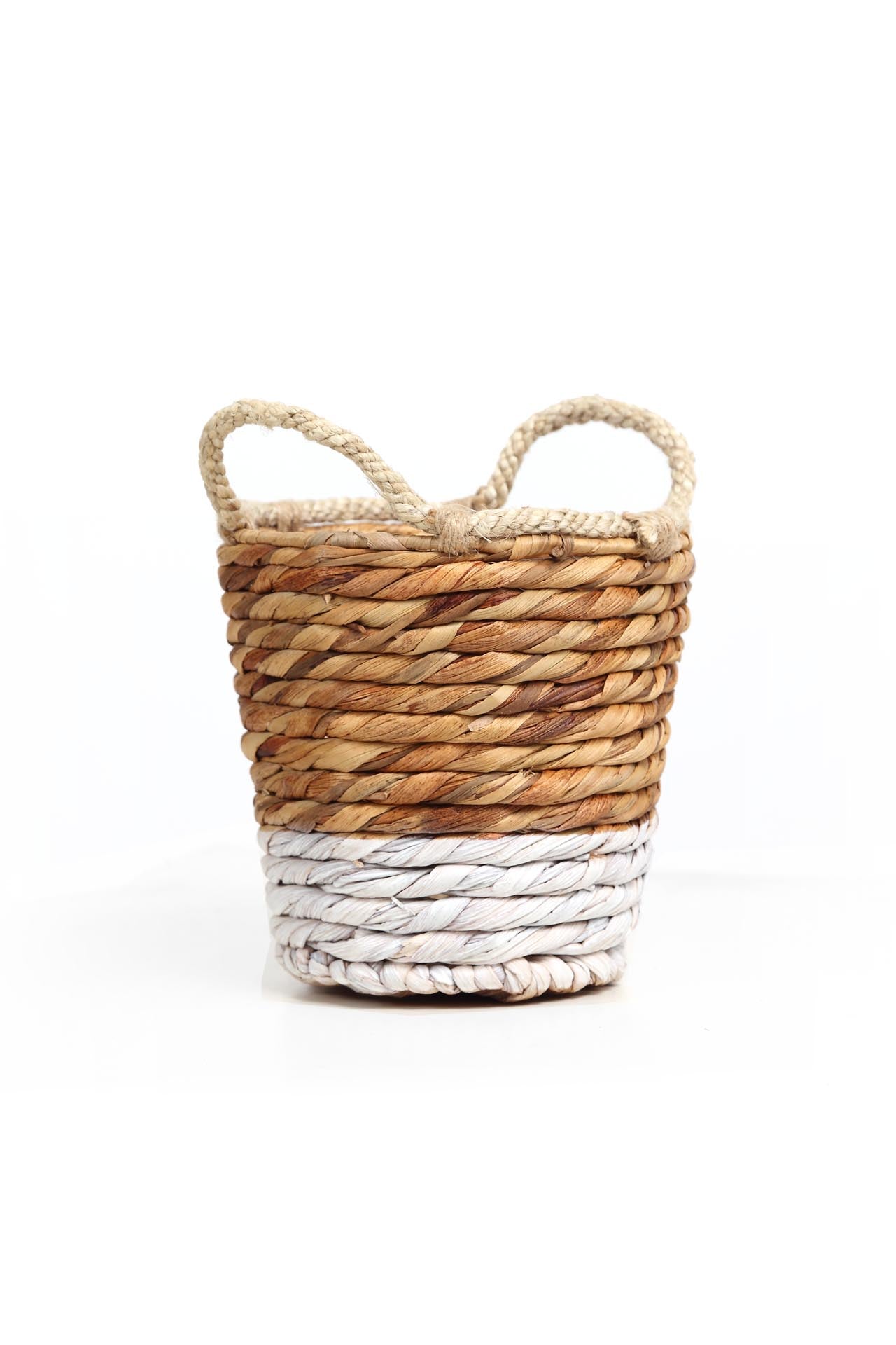 Καλάθι Jununca top edge natural with white Small (20x20/26) 0510056